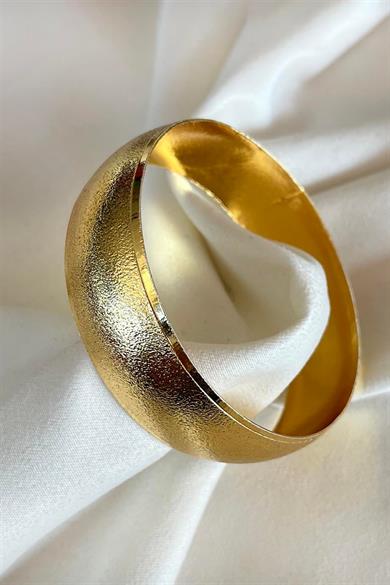 Altın Renk Simli Bilezik Kalın Kenarlı(20MM)