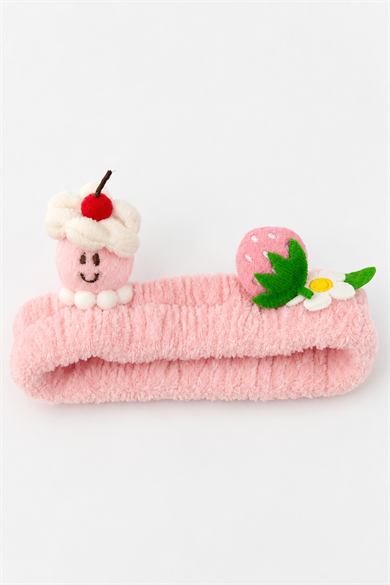 Pembe  Renk Karışık Figürlü Peluş Saç Bandı