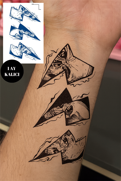 Şimşek Figürlü 12 Saat Sonra Kararan Geçici Orta Dövme Tattoo