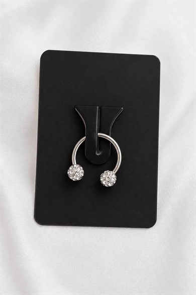 Gümüş Renk Taşlı Cerrahi Çelik  Septum Piercing