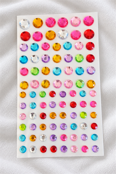 Karışık Renk Daire Figürlü Yapışkanlı Taş Sticker 