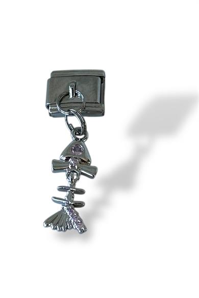 Gümüş Renk Balık Figürlü Yaş Detaylı Çelik Nomination Charm (Tek)