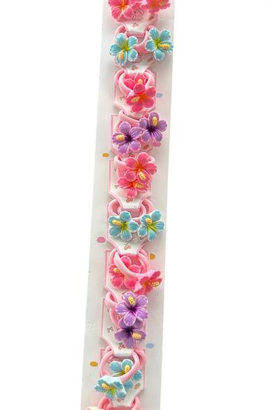 10lu Karışık Renk Lotus Figürlü Çocuk Lastik Toka