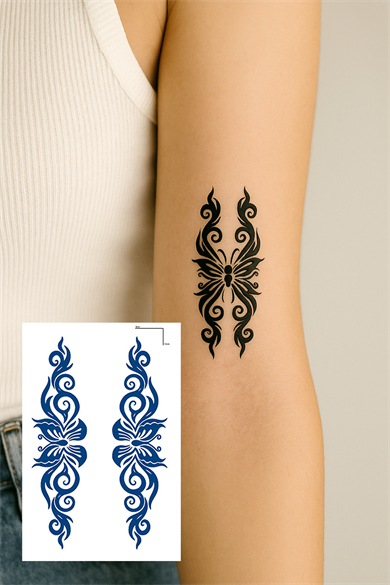 Kelebek Figürlü 12 Saat Sonra Kararan Geçici Dövme Tattoo