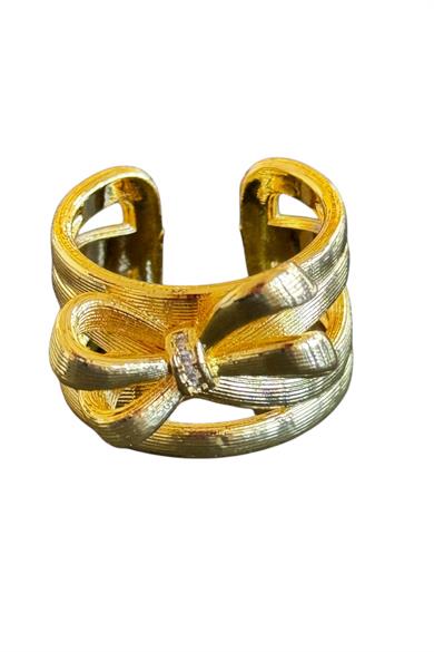 Altın Renk Kurdele Figürlü Ayarlanabilir Çelik Yüzük