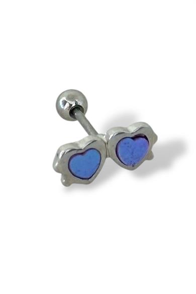 Gümüş Renk Kalp Figürlü Çelik Tragus/Kıkırdak Küpe/Piercing (Tek)