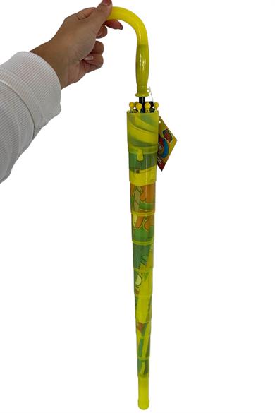 Sarı Renk Karışık Figürlü Kılıflı Çocuk Şemsiye