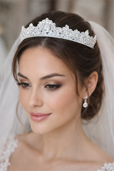 Zirkon Taşlı Gelin/Kına/Nişan/Söz Tasarım Taç