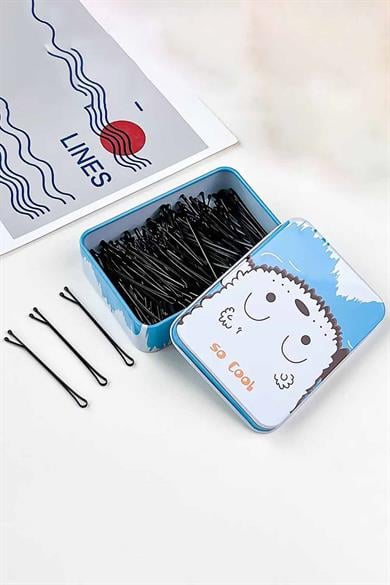 100lü Siyah Renk Metal Kutulu Tel toka