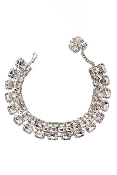 Gümüş Renk Taş Detaylı Tasarım Abiye Kolye