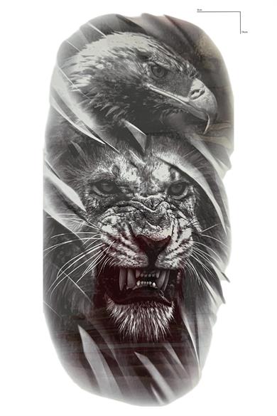 Geçici Aslan Ve Kartal Figürlü Dövme Tattoo