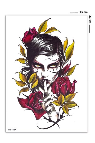 Çiçekli Kız Geçici Dövme Tattoo