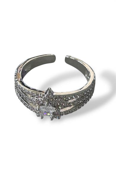 Gümüş Renk Yıldız Figürlü Ayarlanabilir Çelik Yüzük