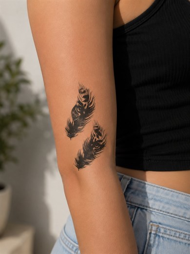 İkili Tüy Mini Geçici Dövme Tattoo