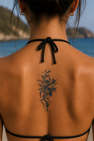 Gül Sonradan Kararan Yarı Kalıcı Geçici Dövme Tattoo