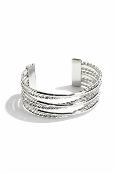 Gümüş Renk Metal Kelepçe Bileklik