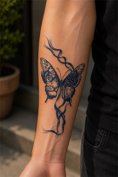Kelebek Sonradan Kararan Yarı Kalıcı Geçici Dövme Tattoo