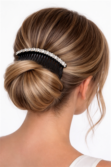 Siyah Renk Taş Detaylı Tarak Toka