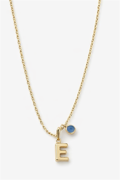 Altın Renk E Harfli Nazar Boncuk Detaylı Çelik Kolye