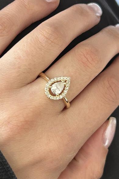 Altın Renk Taş Detaylı Ayarlanabilir Yüzük