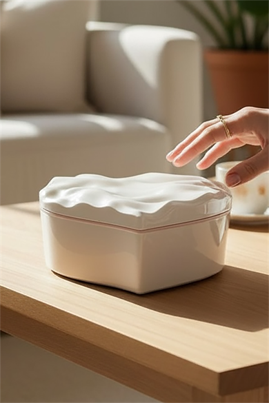 Beyaz Renk Kalp Figürlü Aynalı Takı Organizeri