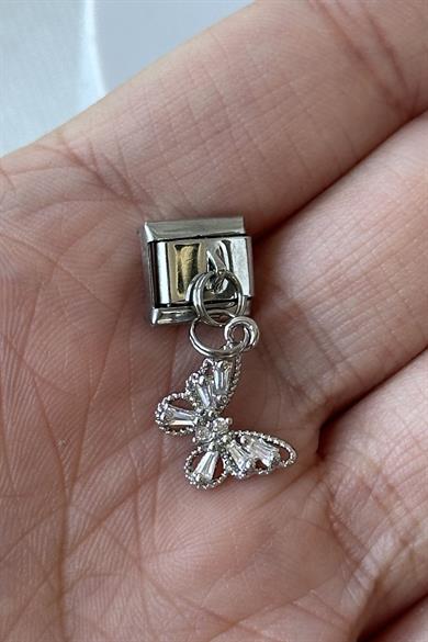Gümüş Renk Kelebek Figürlü Çelik Nomination Charm (Tek)