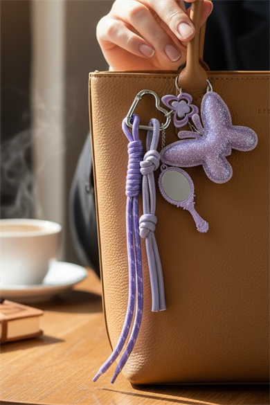 Lila Renk Karışık Figürlü Çanta Charm/ Anahtarlık