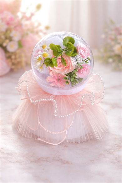 Pembe Renk Çiçek Aranjman Küresi