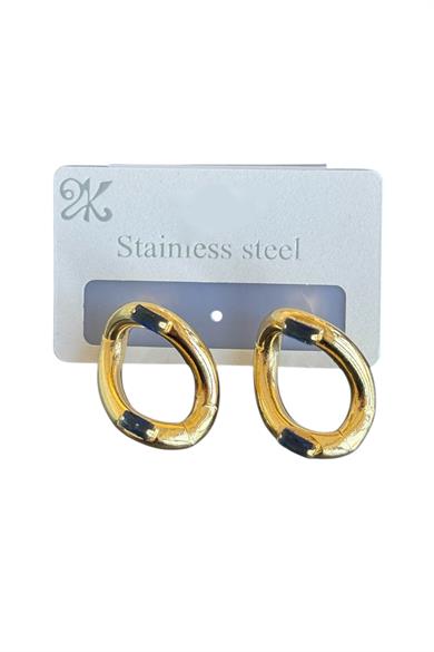 Altın Renk Taş Detaylı Çelik Küpe (Çift)