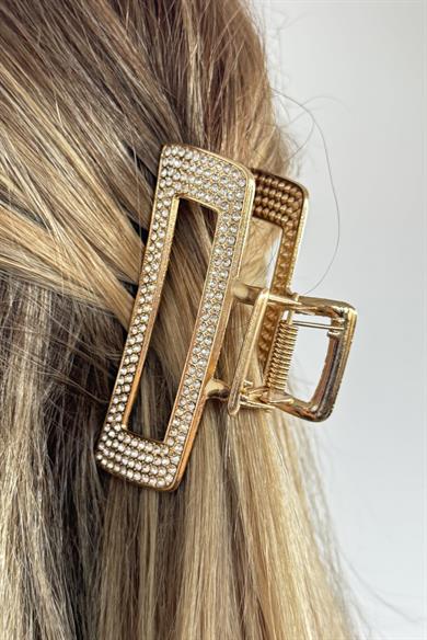 Altın Renk Taş Detaylı Metal Mandal Toka