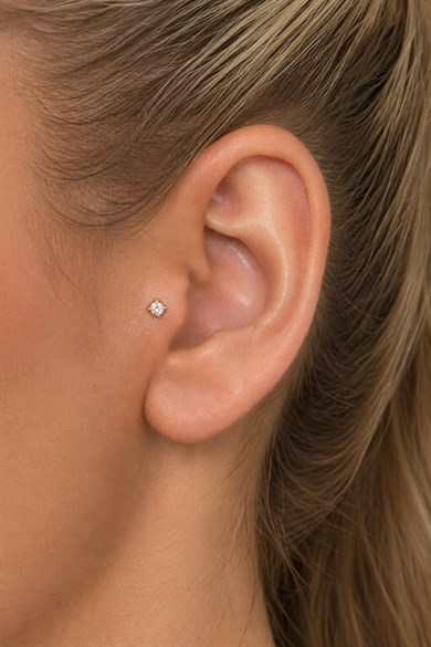 Altın Renk Cerrahi Çelik Tragus/Kıkırdak Küpe/Piercing (Tek)