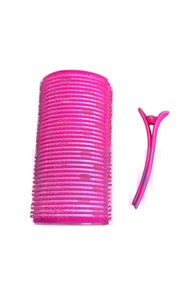 Fuşya Renk Pens Ve Cırtlı/ Yapışkanlı Saç Bigudisi /Orta Boy