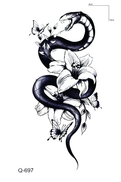 Çiçek Ve Yılan Mini Geçici Dövme Tattoo