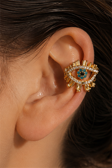 Altın   Renk Göz Figürlü  TX Ear Cuff (Tek)