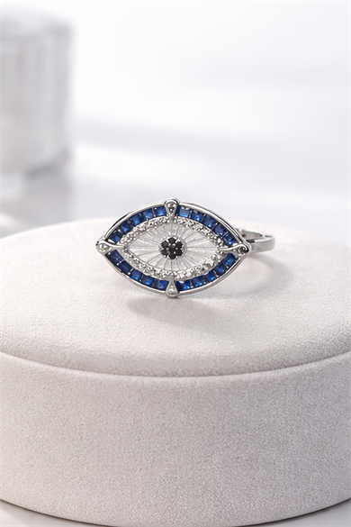 Gümüş Renk Göz Figürlü Ayarlanabilir Yüzük