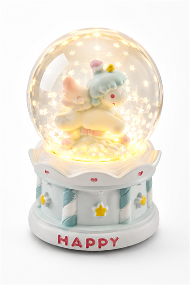 Beyaz Renk Unicorn Figürlü Işıklı Mini Küre