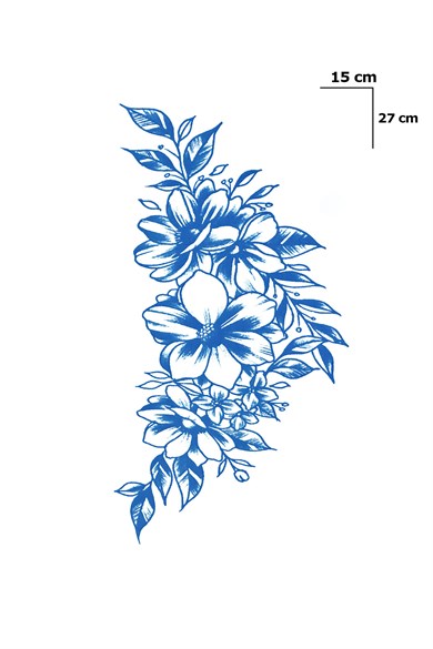 Çiçek Figürlü Sonradan Kararan Yarı Kalıcı Geçici Dövme Tattoo
