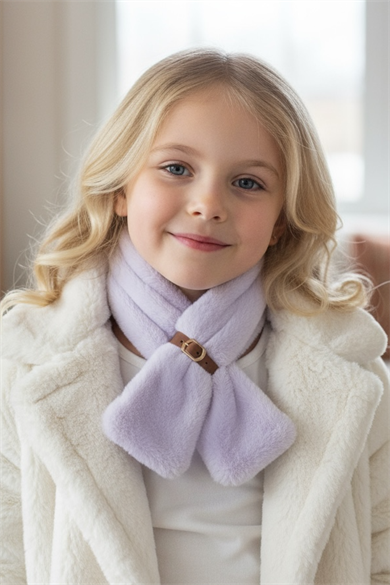 Lila Renk Çocuk Peluş Atkı