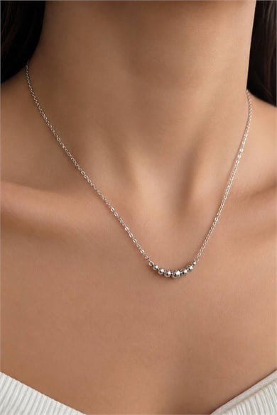 Gümüş Renk Top Detaylı Xuping Kolye
