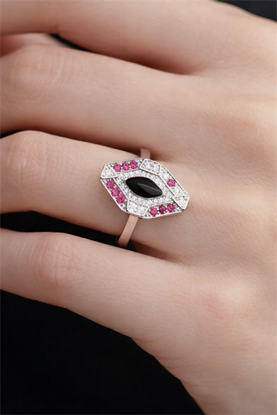 Gümüş Renk Taş Detaylı Ayarlanabilir Yüzük