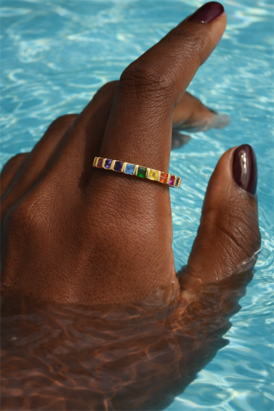 Altın Renk Taş Detaylı Ayarlanabilir Tamtur Yüzük