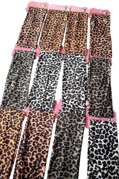 12li Karışık Renk Leopar Desenli Saç Bandı