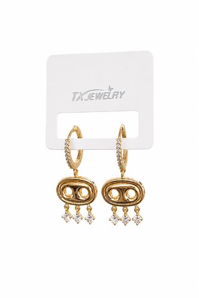 Altın Renk Taşlı TX  Küpe (Çift)