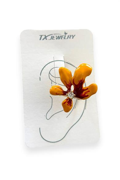 Altın Renk Çiçek Figürlü Taş Detaylı 14K Altın Kaplama TX Ear Cuff (Tek)