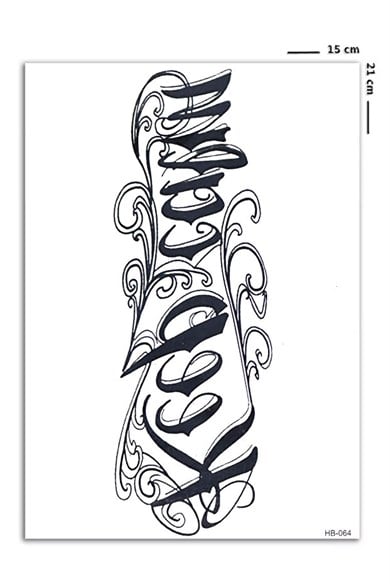 Yazılı Büyük Dövme Geçici Tattoo