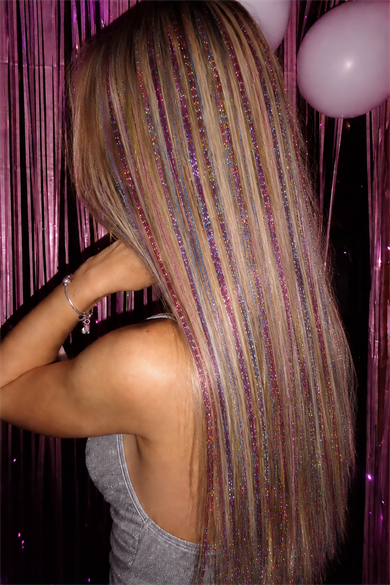 Karışık Renk Yan Postiş Hair Tinsel Shiny Hair (50 Cm)