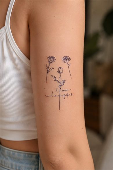 Gül Sonradan Kararan Yarı Kalıcı Geçici Dövme Tattoo