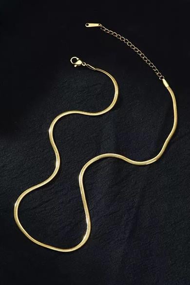 Altın Renk İtalyan Zincir Erkek Çelik Kolye (55cm)