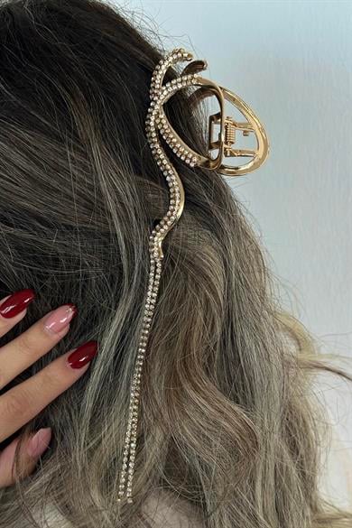 Altın Renk Taş Detaylı Metal Mandal Toka