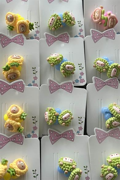 20li Karışık Renk Karışık Figürlü Çocuk Lastik Toka Set